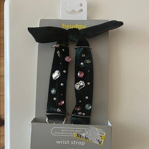Heyday Green Velvet Wrist Strap with Colorful Gemstones